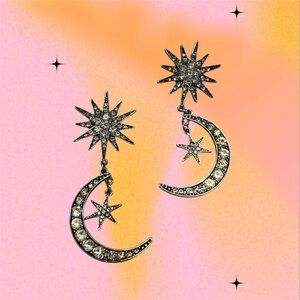 Silver Star and Moon Earrings